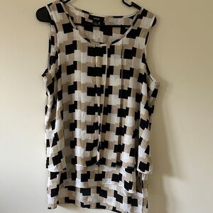 Alfani Women's Geometric Black and Cream Tank Top